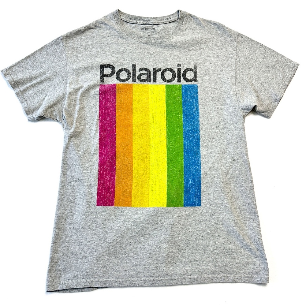 Polaroid T-Shirt Rainbow Logo Men’s Size Medium Vintage Washed Graphic
